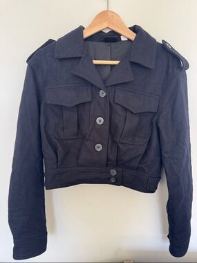 Urban Outfitters BDG Black Cropped Utility Jacket with Epaulets